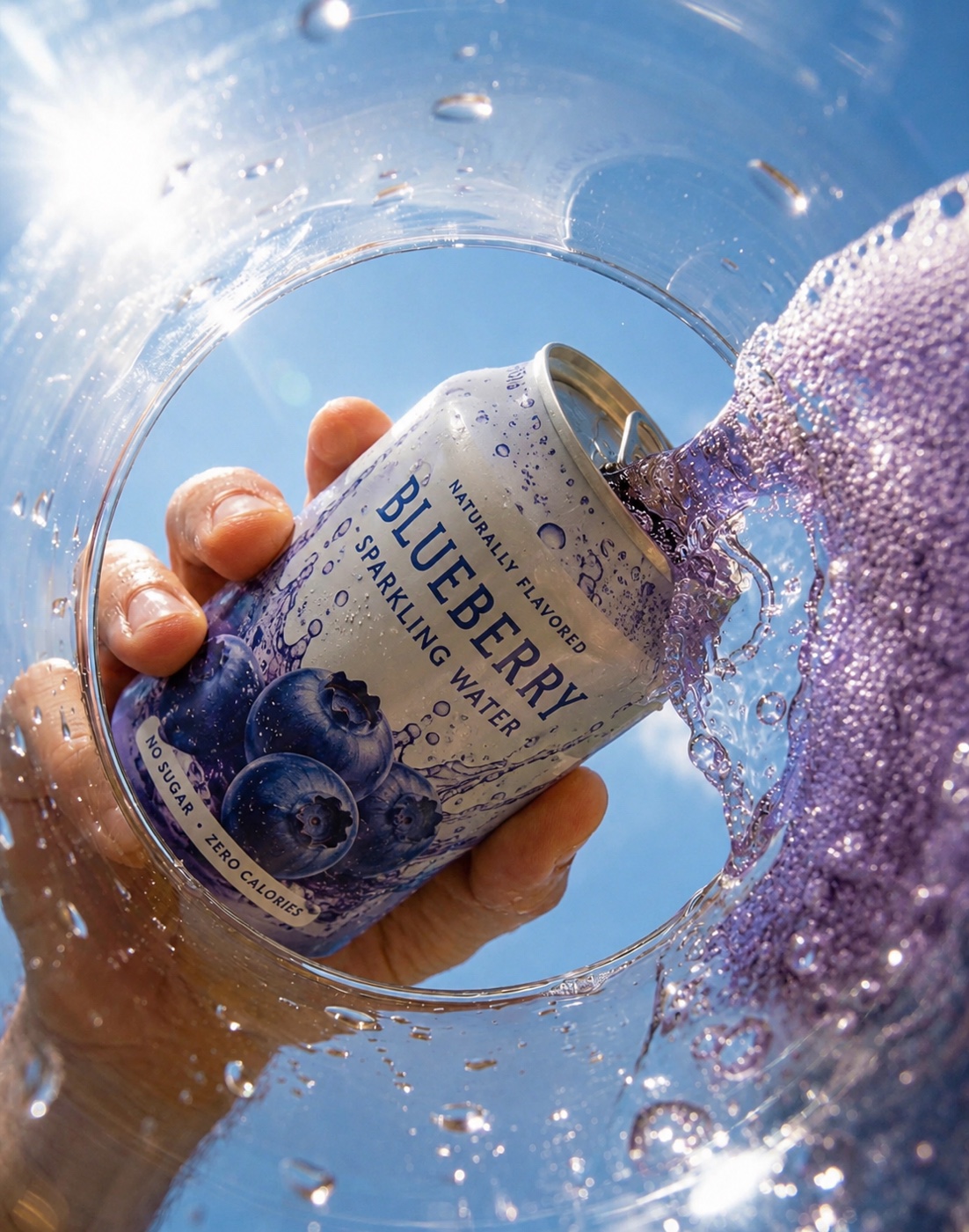 Photoreal AI product visual of a beverage campaign