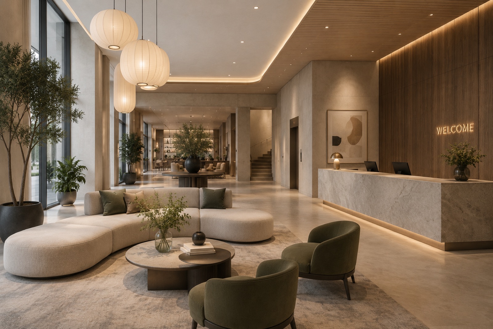 Stepping into a beautiful hotel lobby through a virtual tour